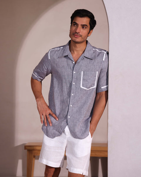 Set of 2: Palm Resort Collar Shirt and Bonzai Shorts
