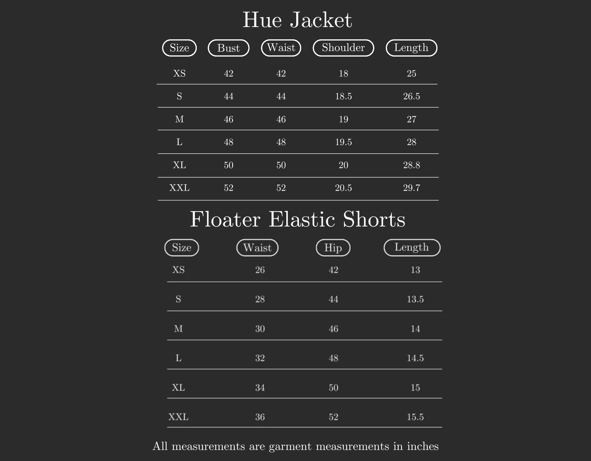 Size Chart (variant 8311544348864)