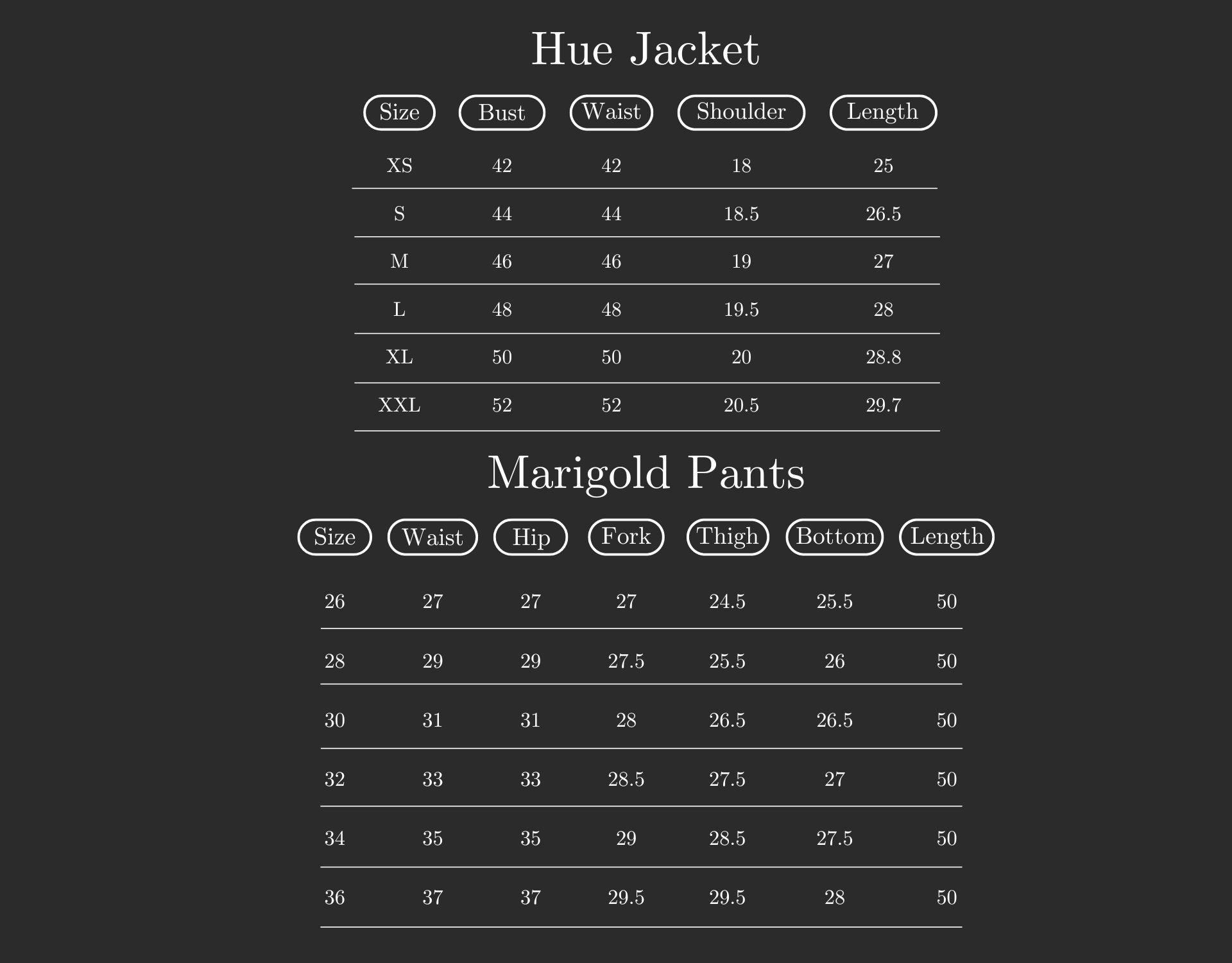Size Chart (variant 8311546052800)