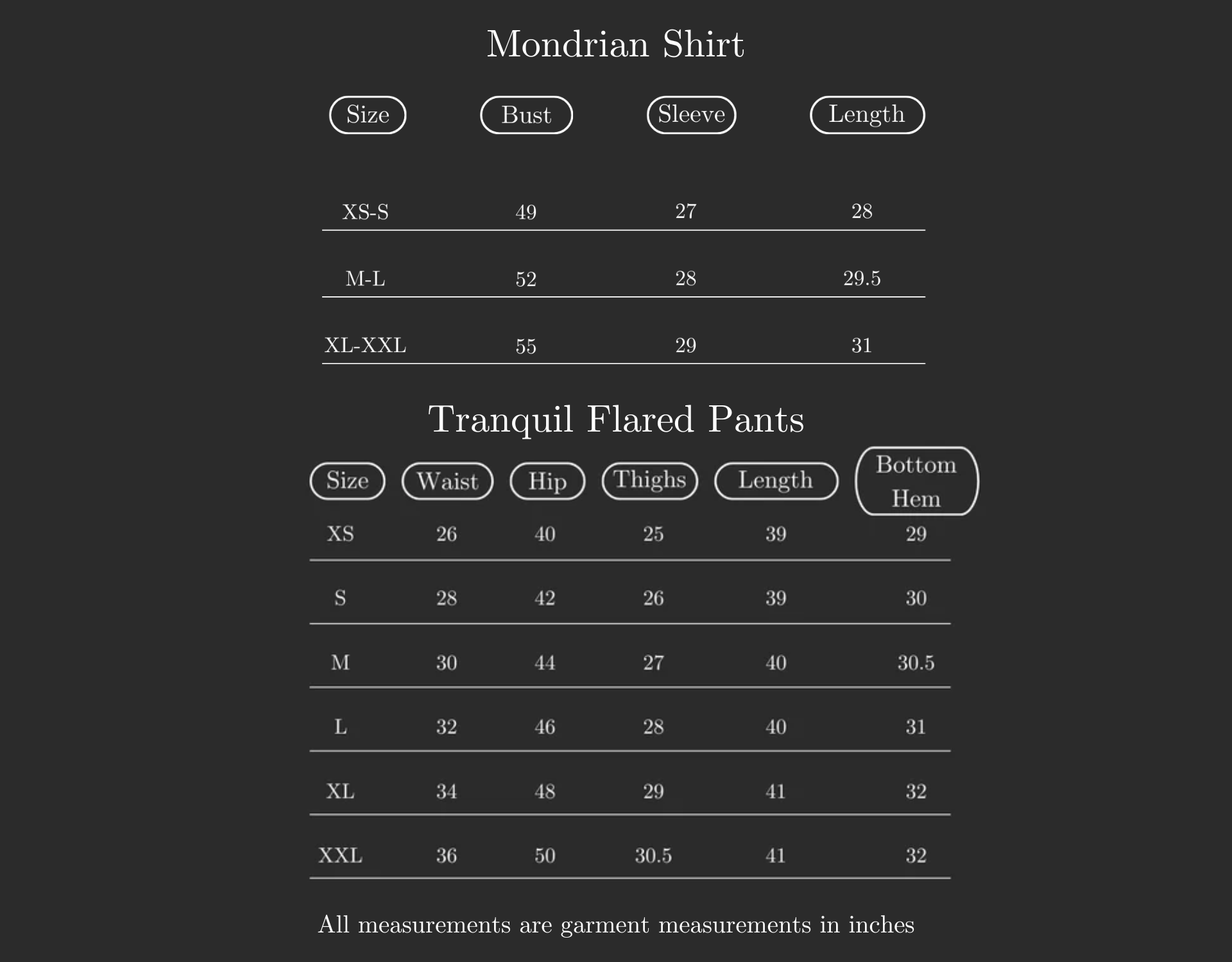 Size Chart (variant 8326184796352)