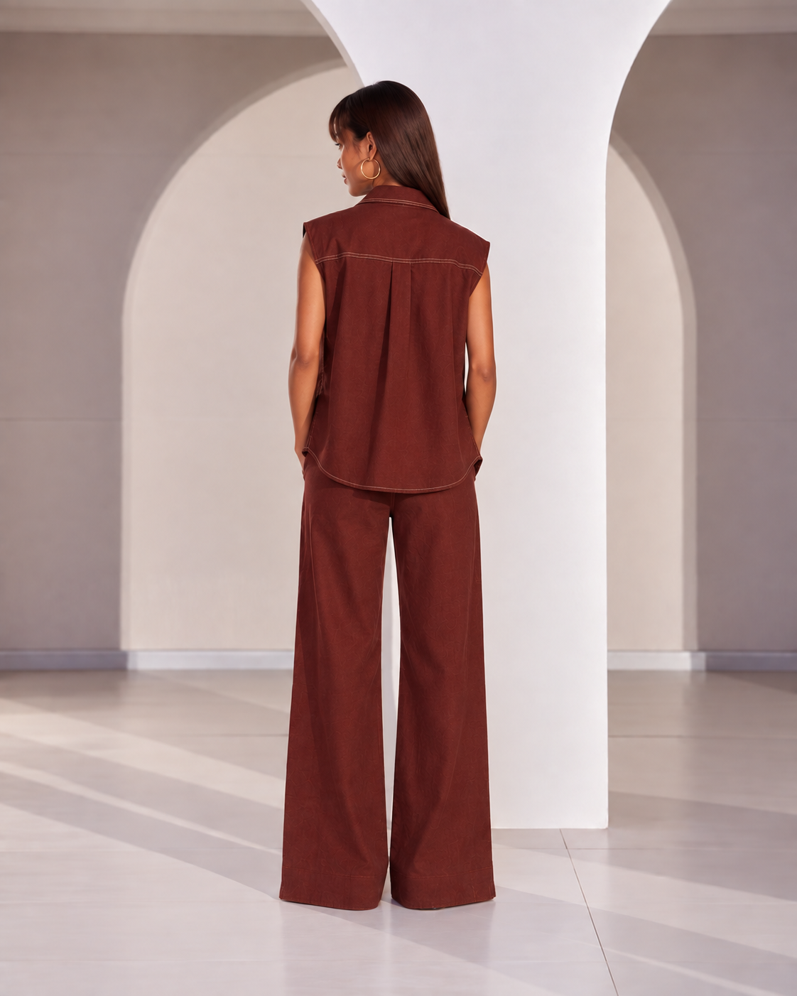Set of 2: Brown Hue Jacket & Marigold Pants