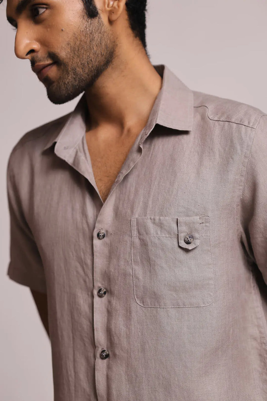 Khaki Straight Fit Ochre Casual Shirt
