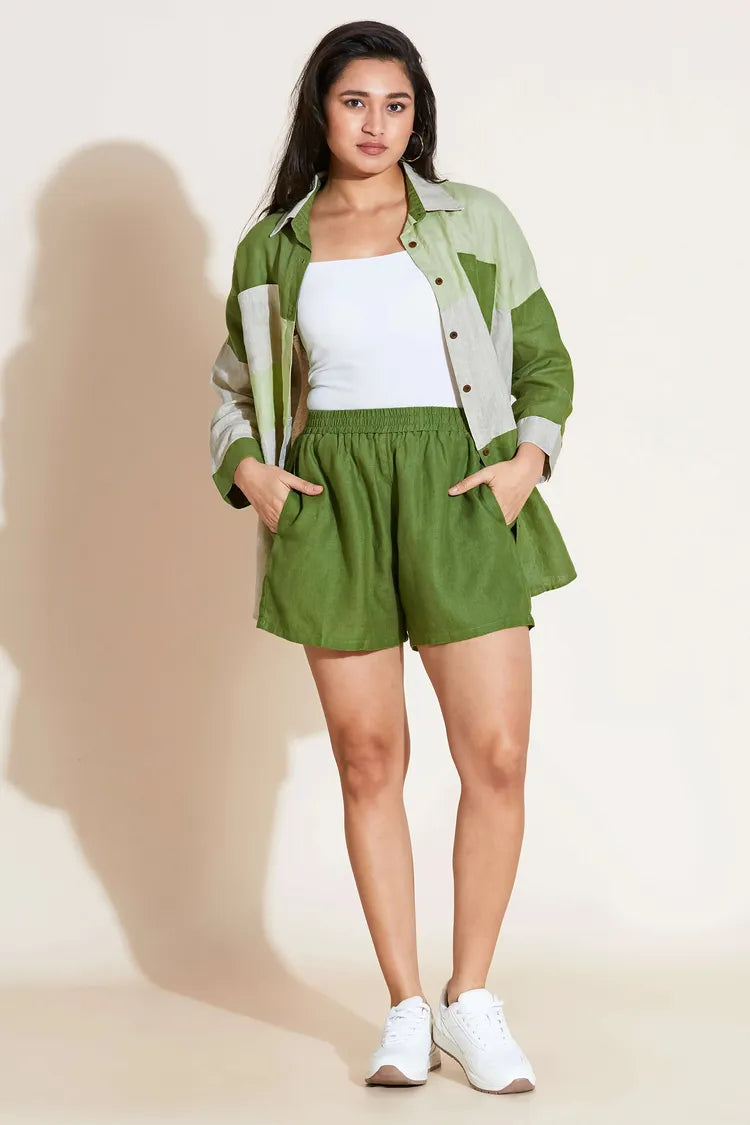 Olive Oversized Aurora Colorblock Shirt