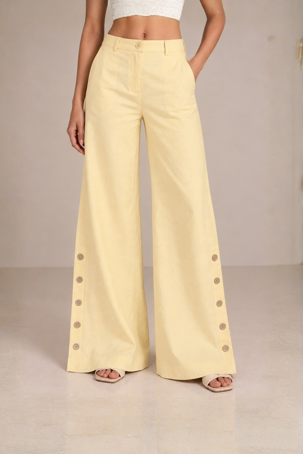 Butter Yellow Highwaisted Marigold Flared Pants