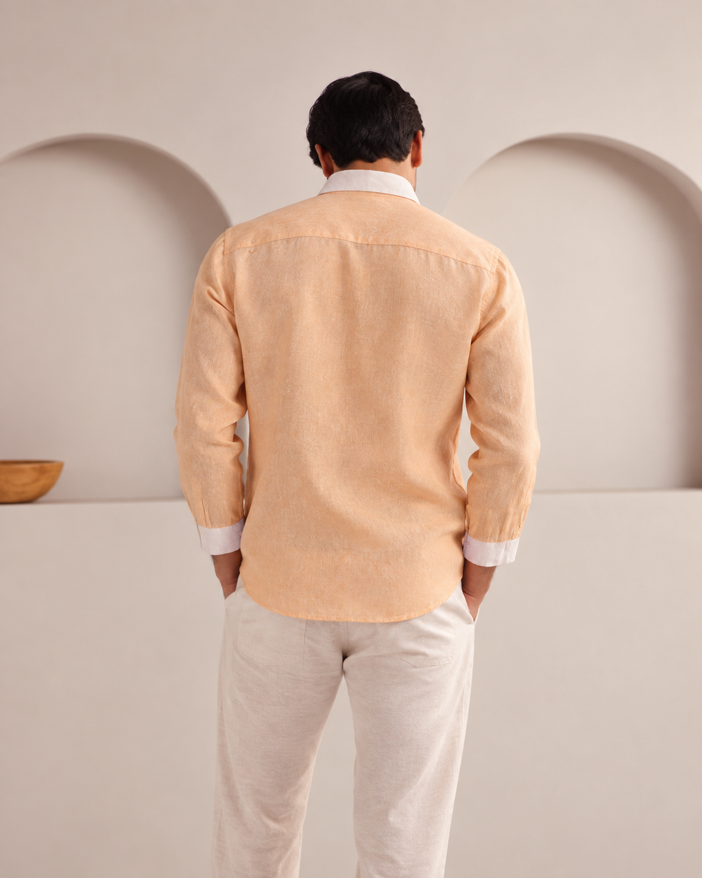 Light Peach Chinese Collar Orbit Shirt