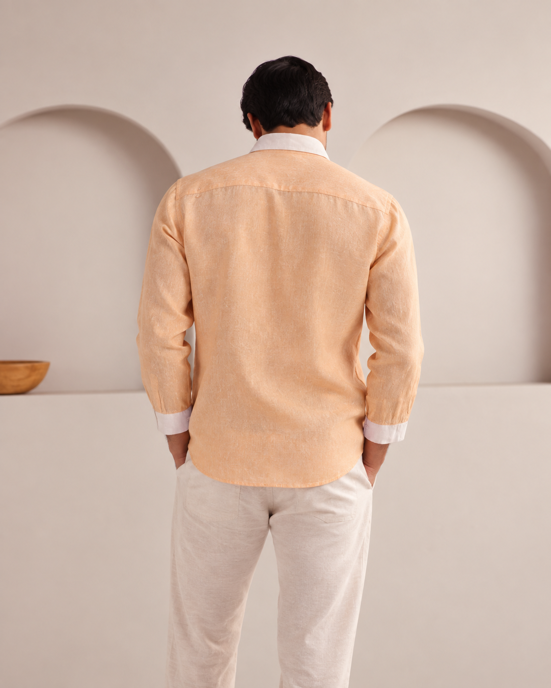 Light Peach Chinese Collar Orbit Shirt