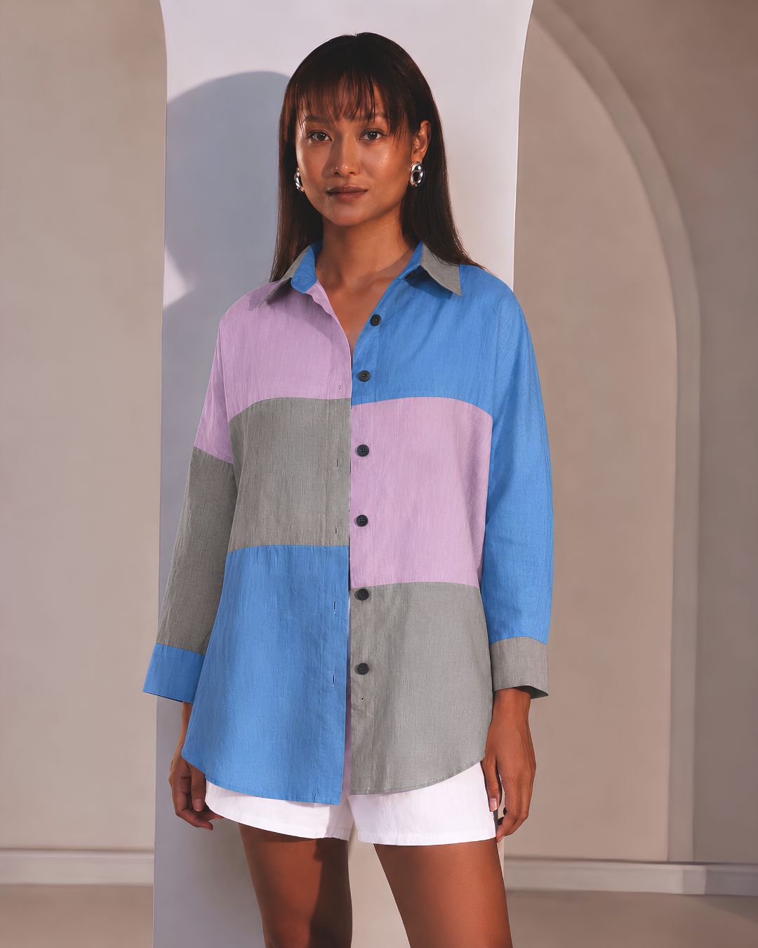 Pink Oversized Aurora Colorblock Shirt