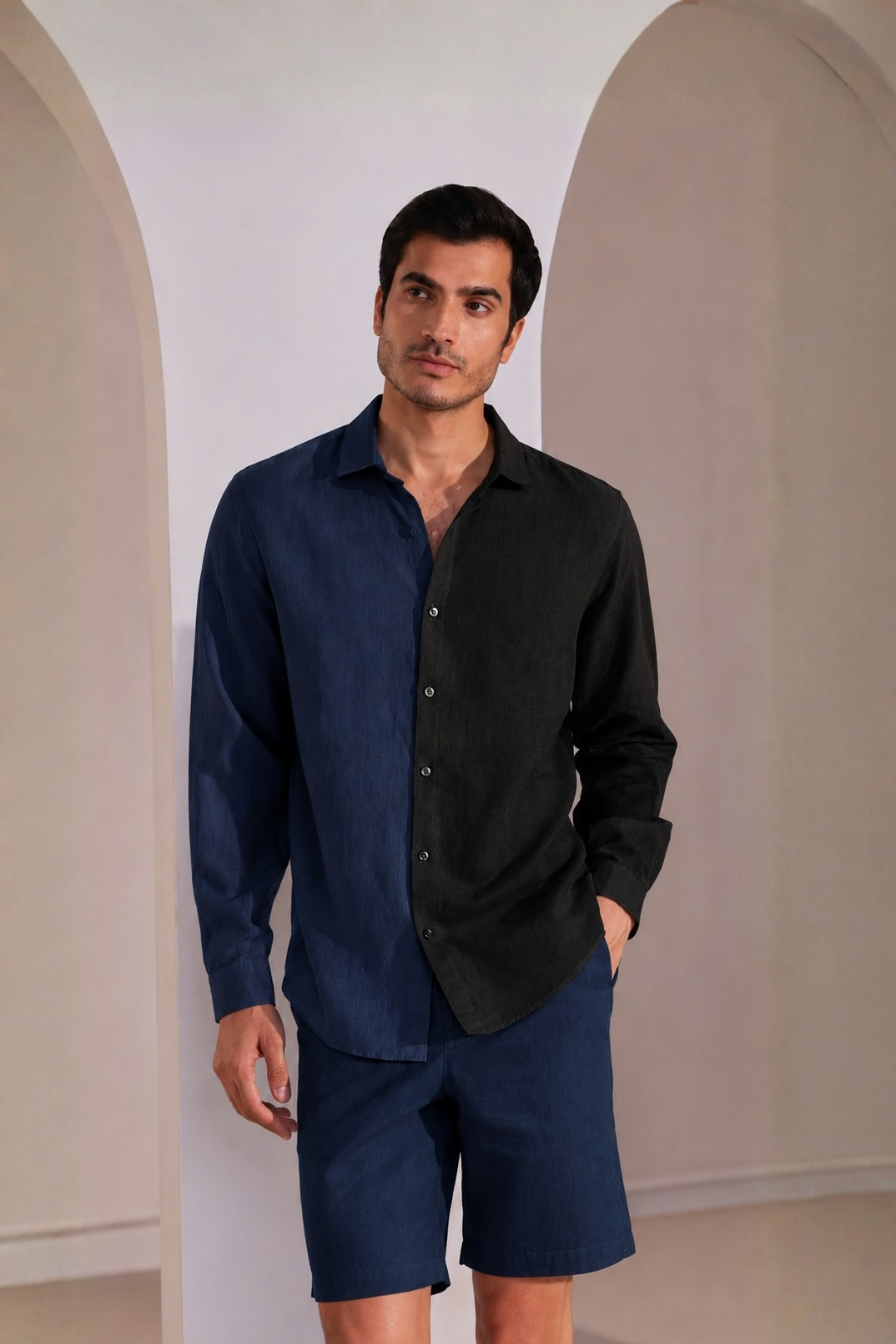 Black & Navy Full Sleeve Gust Shirt