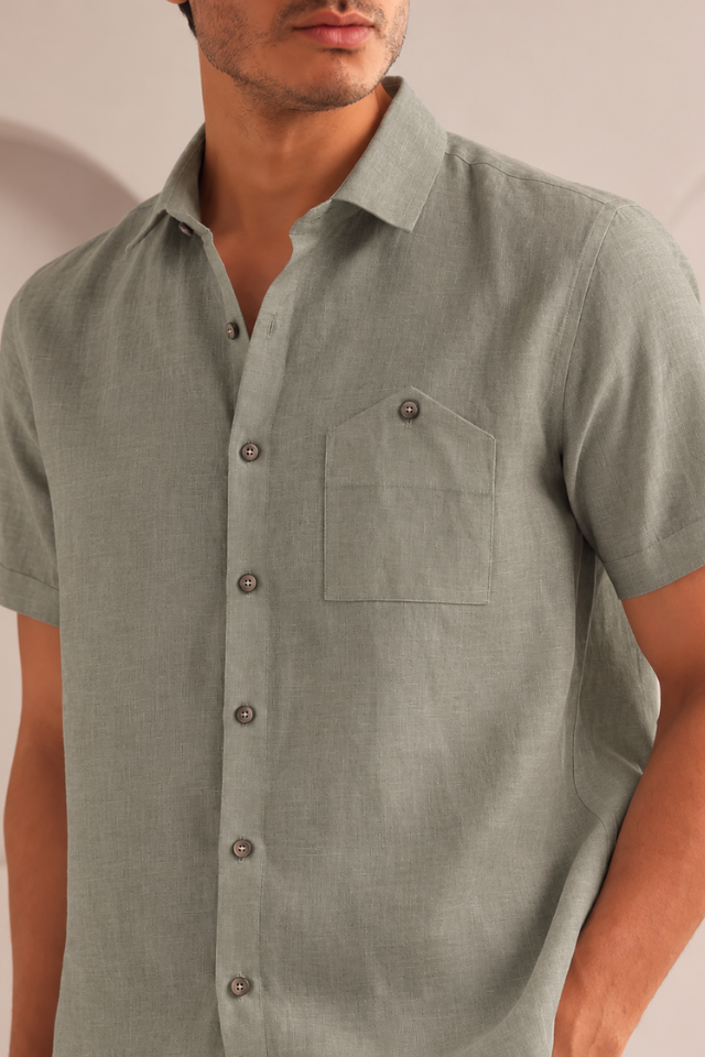 Dark Olive Classic Half Sleeve Burrow Shirt