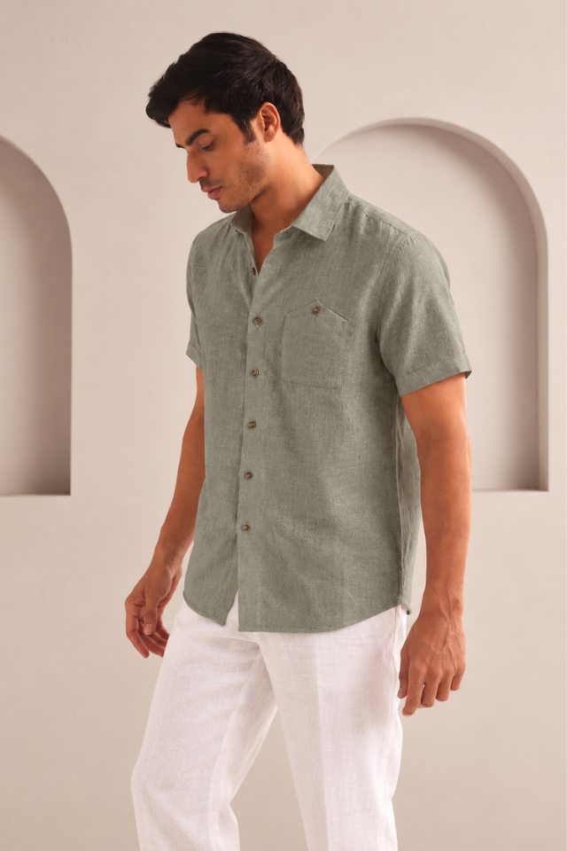 Dark Olive Classic Half Sleeve Burrow Shirt