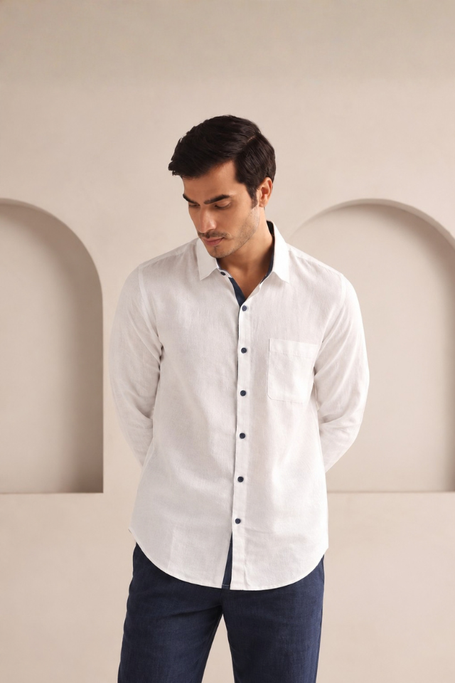 Set of 2: White Breath Shirt & Navy Cedar Pants