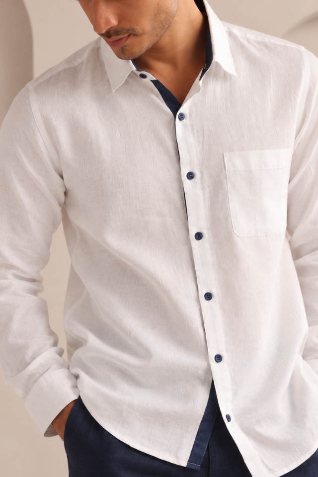 Set of 2: White Breath Shirt & Navy Cedar Pants