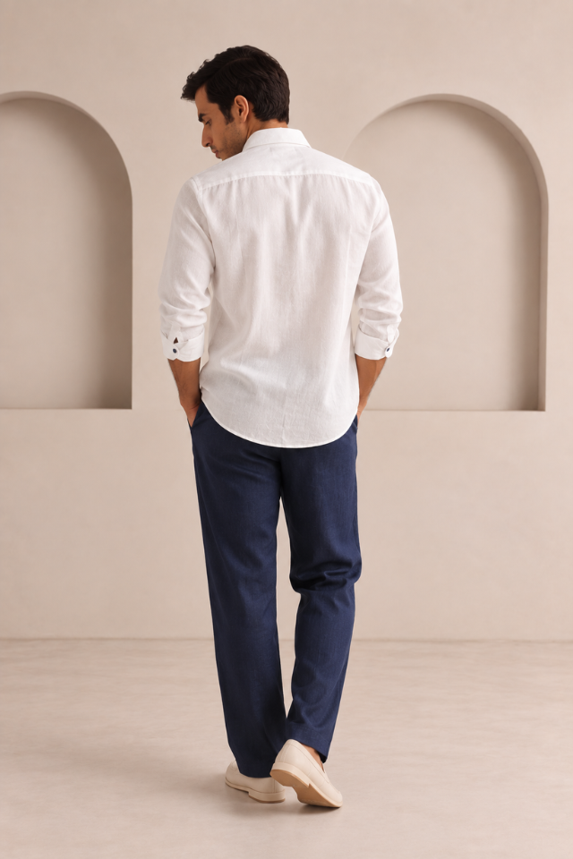 Set of 2: White Breath Shirt & Navy Cedar Pants