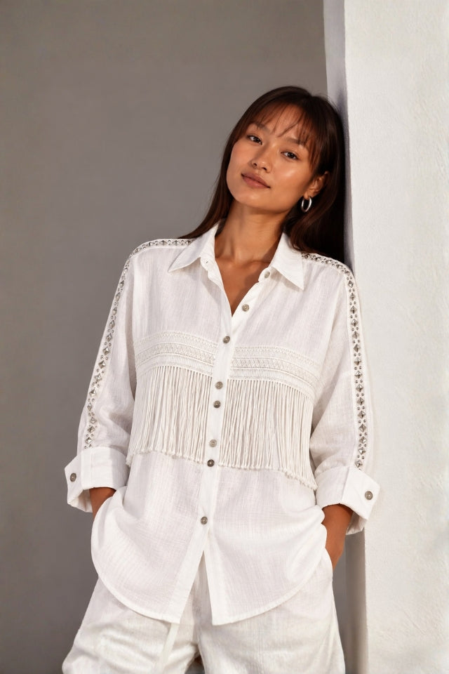 White Amara Tassle Shirts