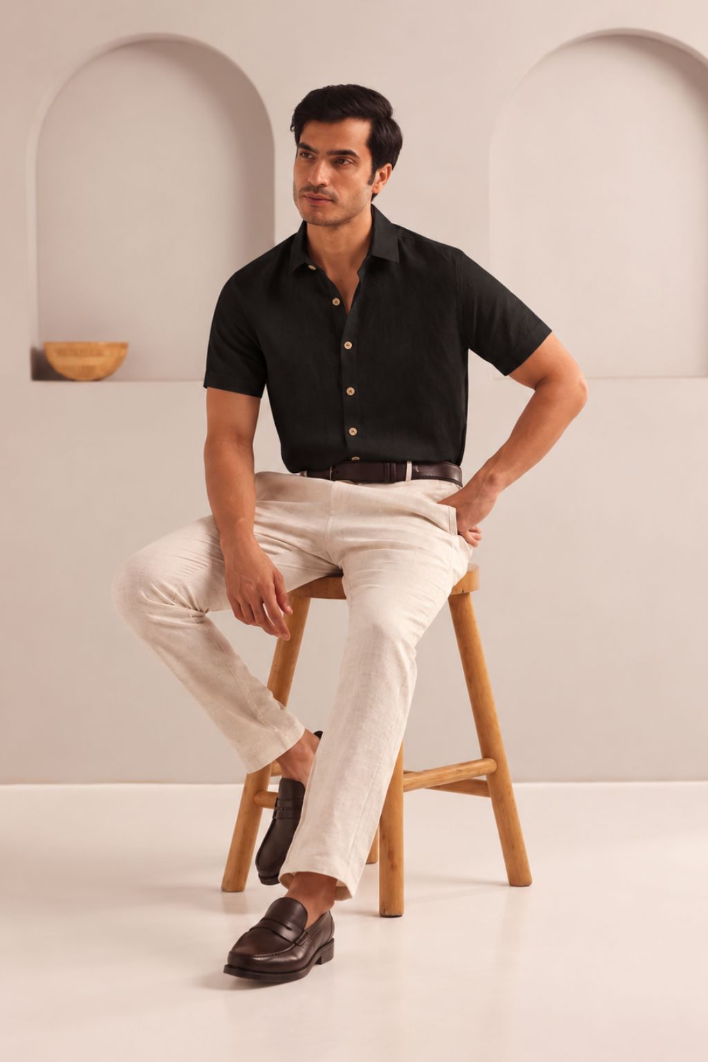 Black Classic Vital Half Sleeve Shirt