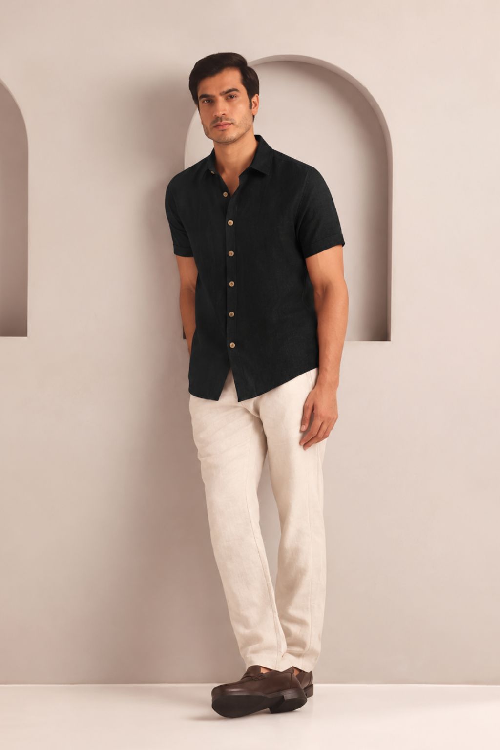 Black Classic Vital Half Sleeve Shirt