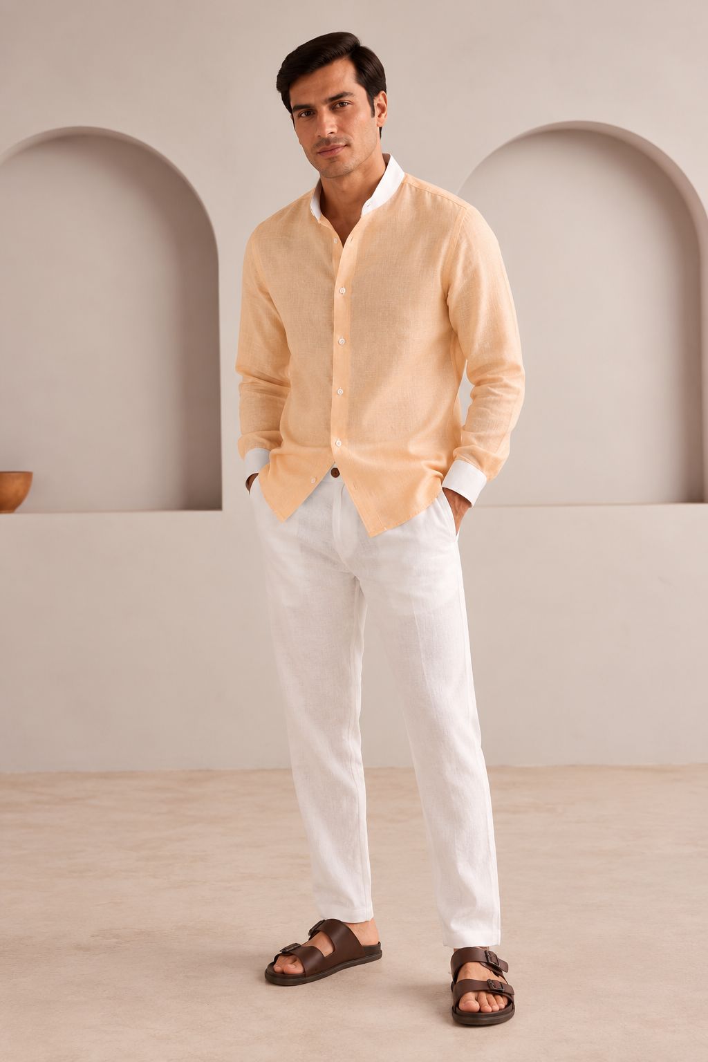 Set of 2: Light Peach Orbit Shirt & White Cedar Pants