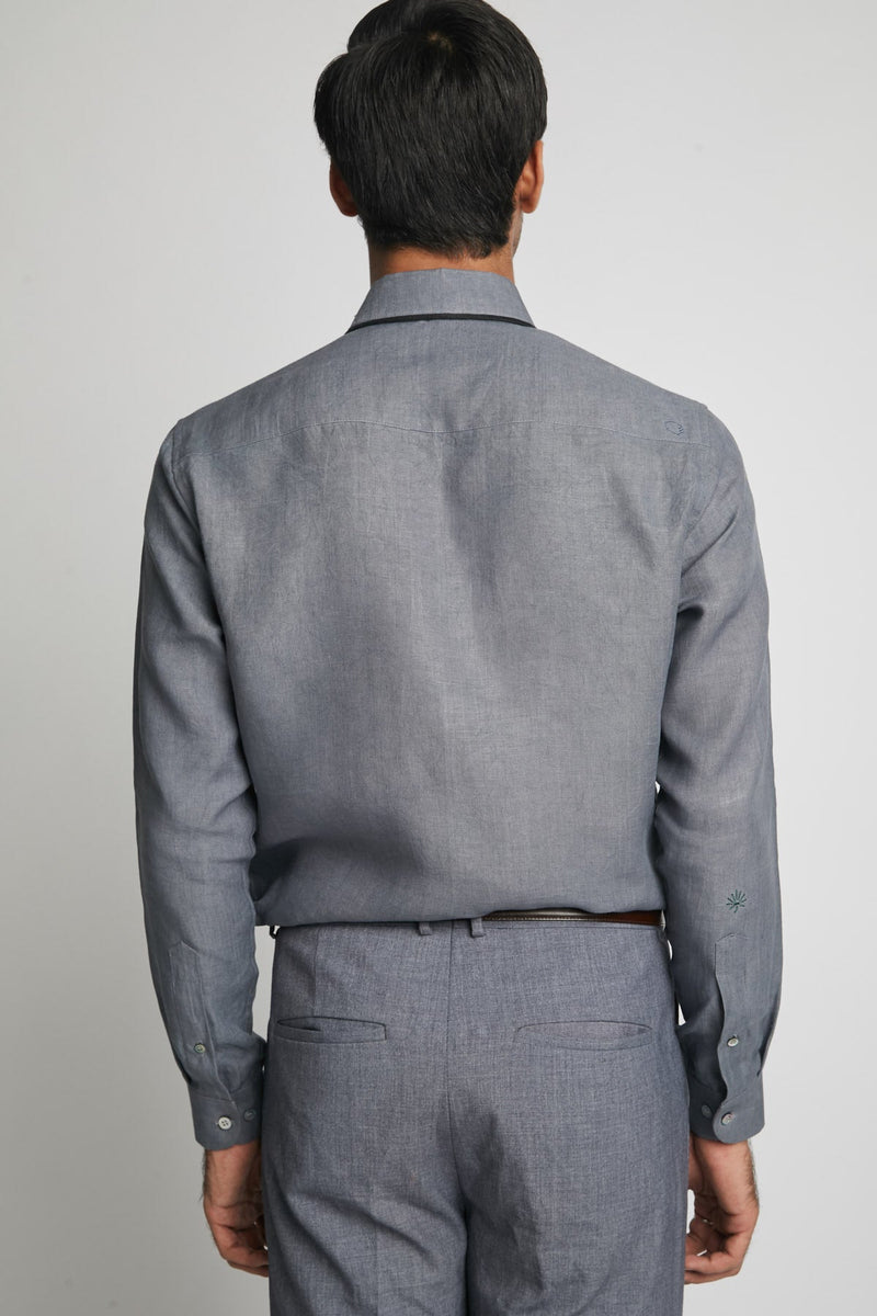 Aglow High Collar  Shirt  - Grey | Relove