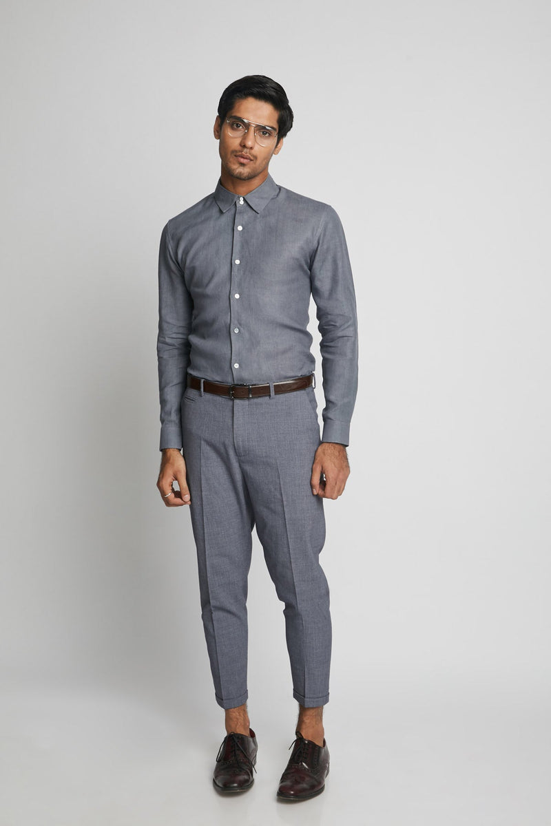 Aglow High Collar  Shirt  - Grey | Relove