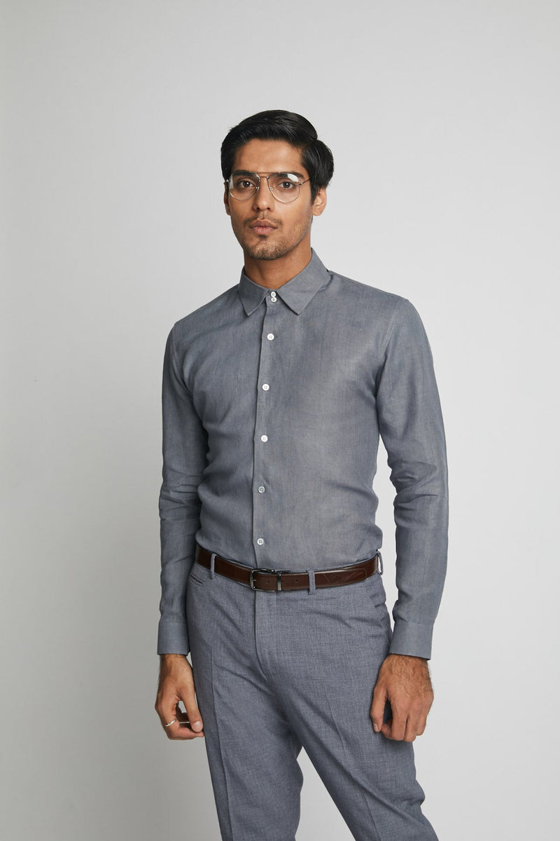Aglow High Collar  Shirt  - Grey | Relove