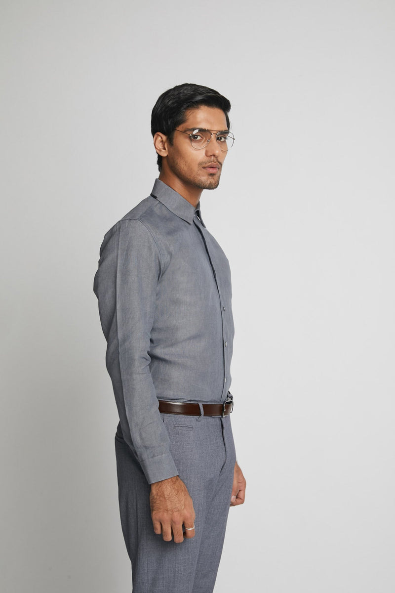 Aglow High Collar  Shirt  - Grey | Relove