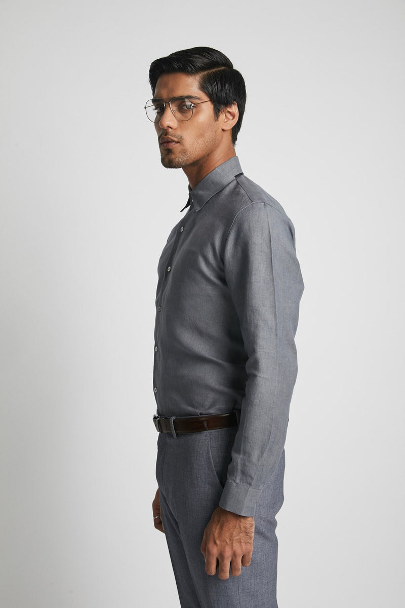 Aglow High Collar  Shirt  - Grey | Relove