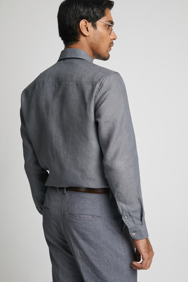 Aglow High Collar  Shirt  - Grey | Relove