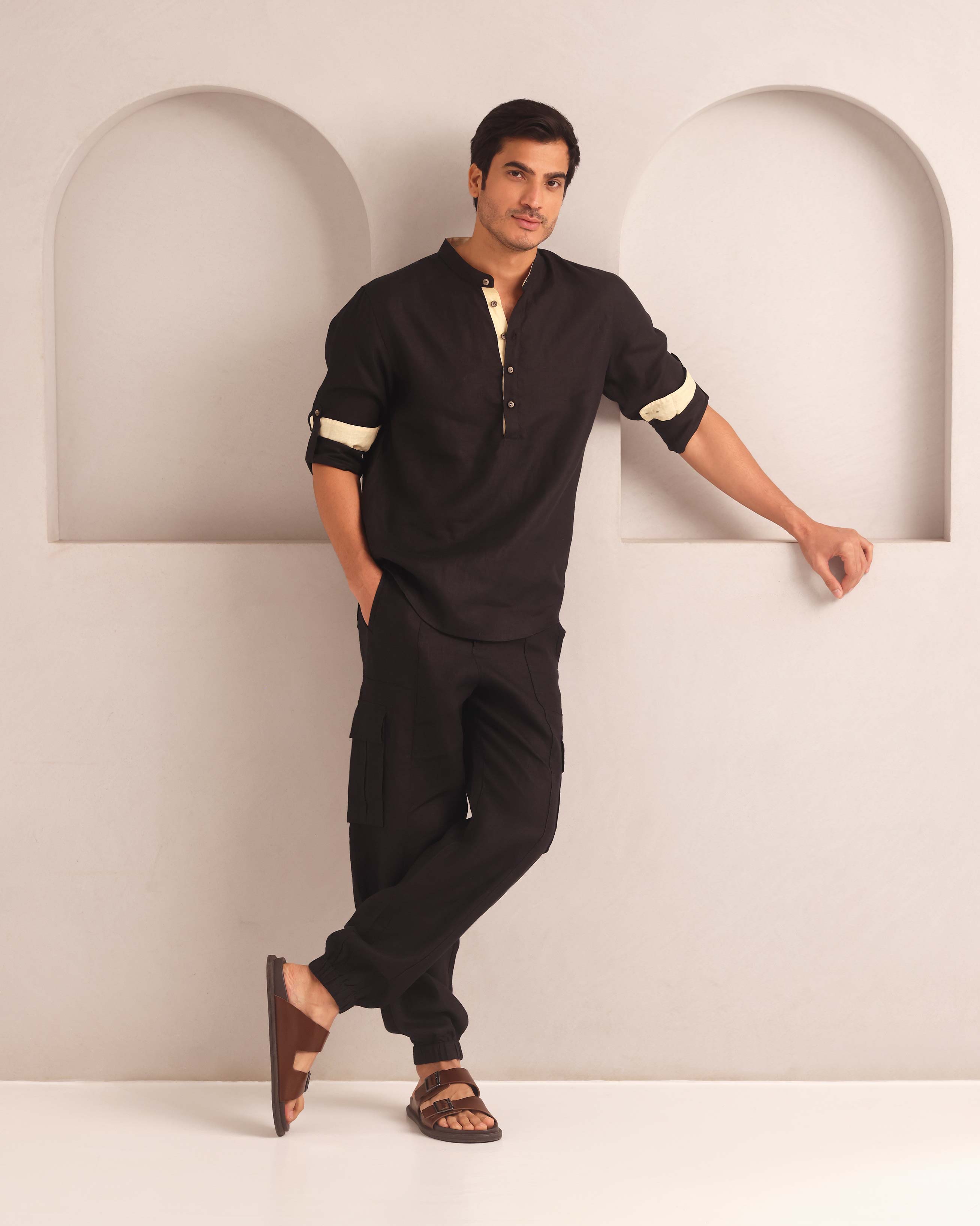 Set of 2: Earthen Mandarin Shirt and Juniper Joggers