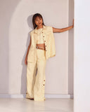 Set of 3: Hue Jacket , Mellow Top & Marigold Pants - Beige - Image 1