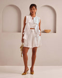 Set of 2: Mondrian Jacket & Aerial High Waisted Shorts - White - Image 1