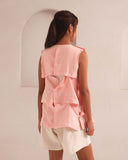 Set of 2: Mondrian Jacket & Aerial High Waisted Shorts - Peach & White - Image 4