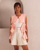 Set of 2: Mondrian Jacket & Aerial High Waisted Shorts - Peach & White - Image 1