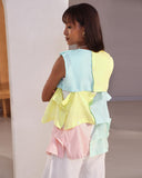 Set of 2: Mondrian Jacket & Tranquil Flared Pants - Pastel Colors & White - Image 2