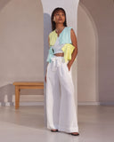 Set of 2: Mondrian Jacket & Tranquil Flared Pants - Pastel Colors & White - Image 4