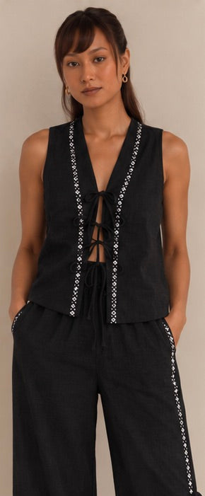 Black Sable Tie Up Pants