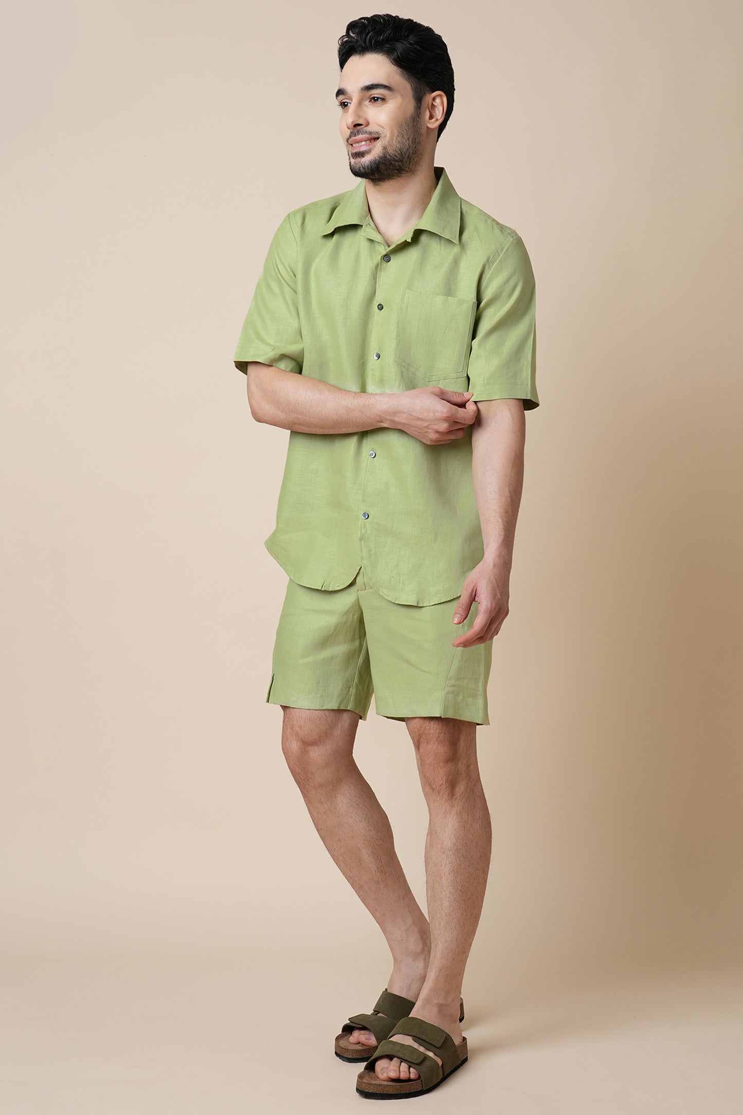 Set of 2: Palm Shirt & Bonzai Shorts - Sage