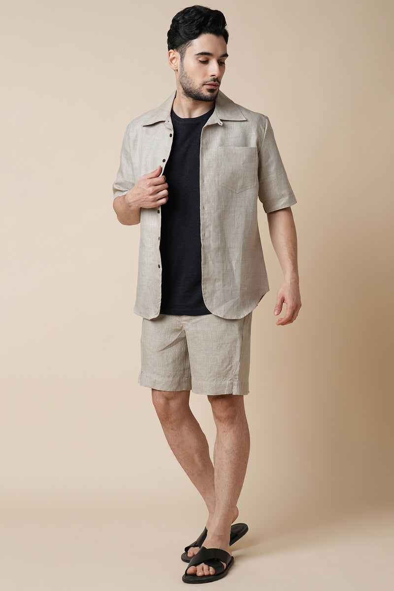 Palm Resort Collar Shirt - Oatmeal