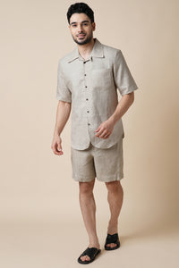 Set of 2: Palm Shirt & Bonzai Shorts - Oatmeal