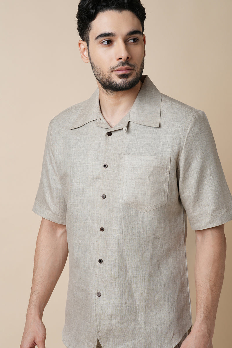 Palm Resort Collar Shirt - Oatmeal