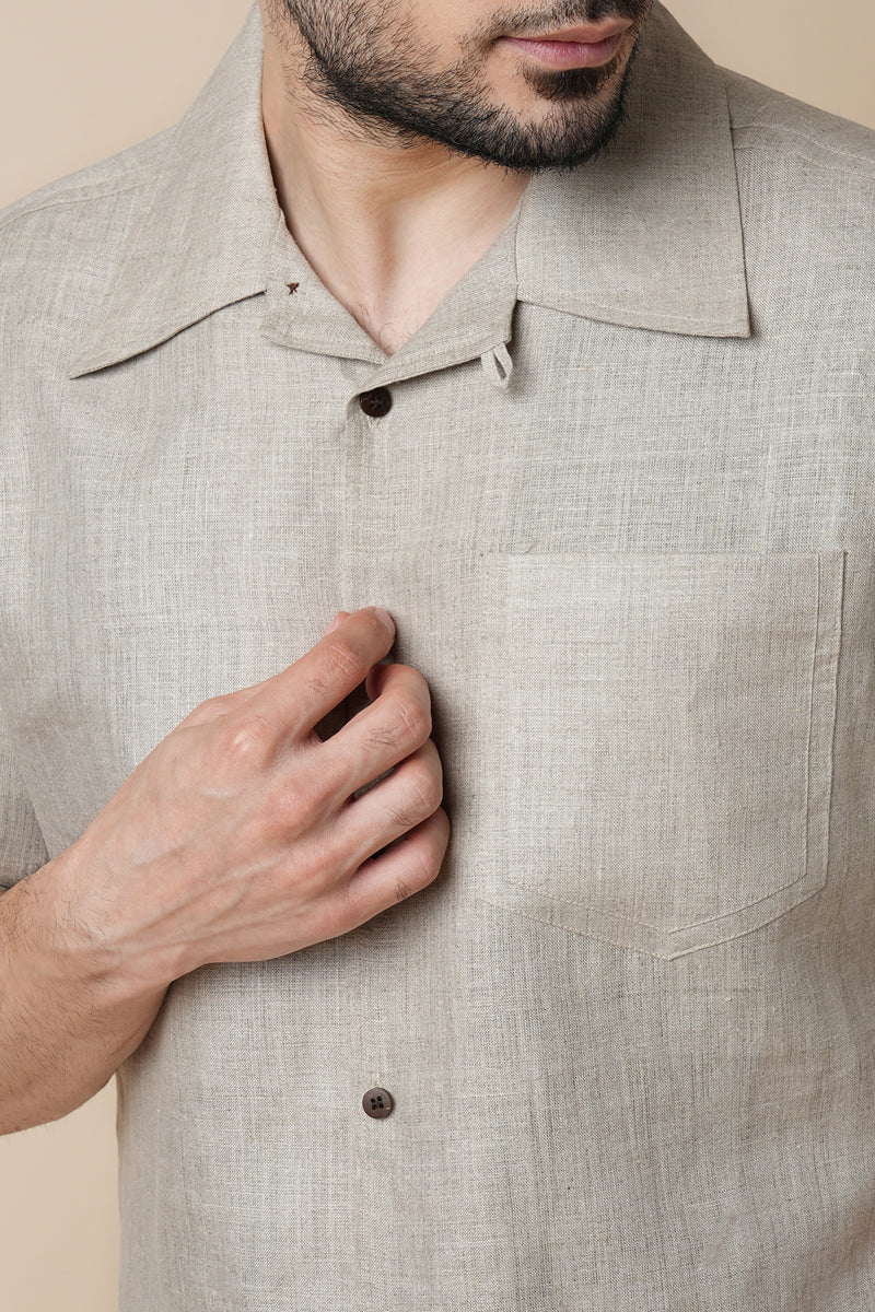 Palm Resort Collar Shirt - Oatmeal