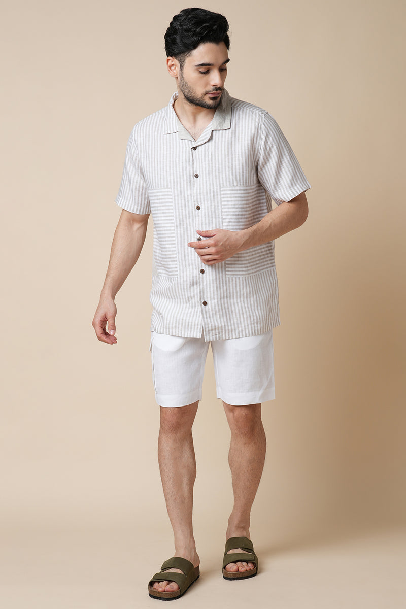 Set of 2: Rustle Shirt & Cardinal Shorts - Big Stripes and White
