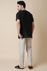 Set of 2: Placibo Shirt & Cedar Pants - Black and Oatmeal