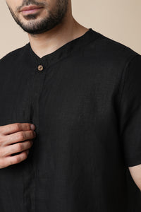 Set of 2: Placibo Shirt & Cedar Pants - Black and Oatmeal