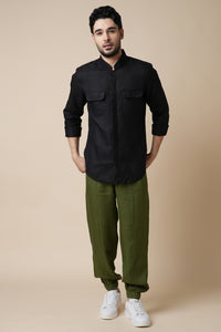 Set of 2: Celestial Shirt & Juniper Joggers - Black and Olive Green