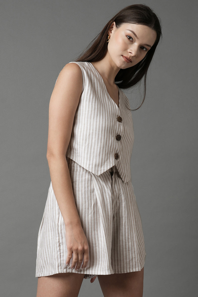 Aerial High Waisted Shorts - Big stripes