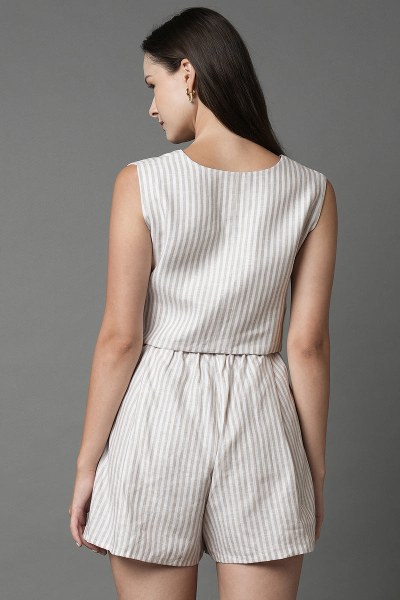 Aerial High Waisted Shorts - Big stripes