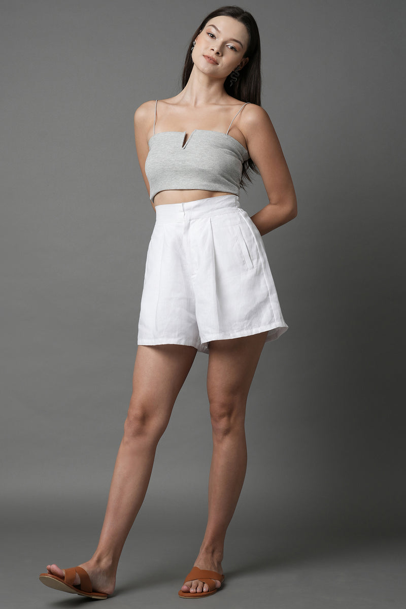 Aerial High Waisted Shorts - White