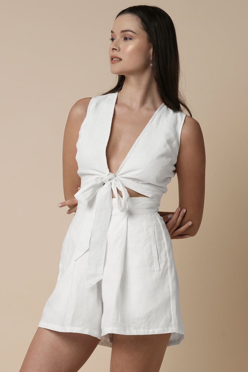 Aerial High Waisted Shorts - White