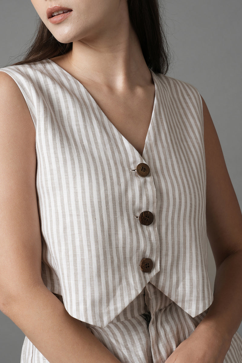 Aerial High Waisted Shorts - Big stripes