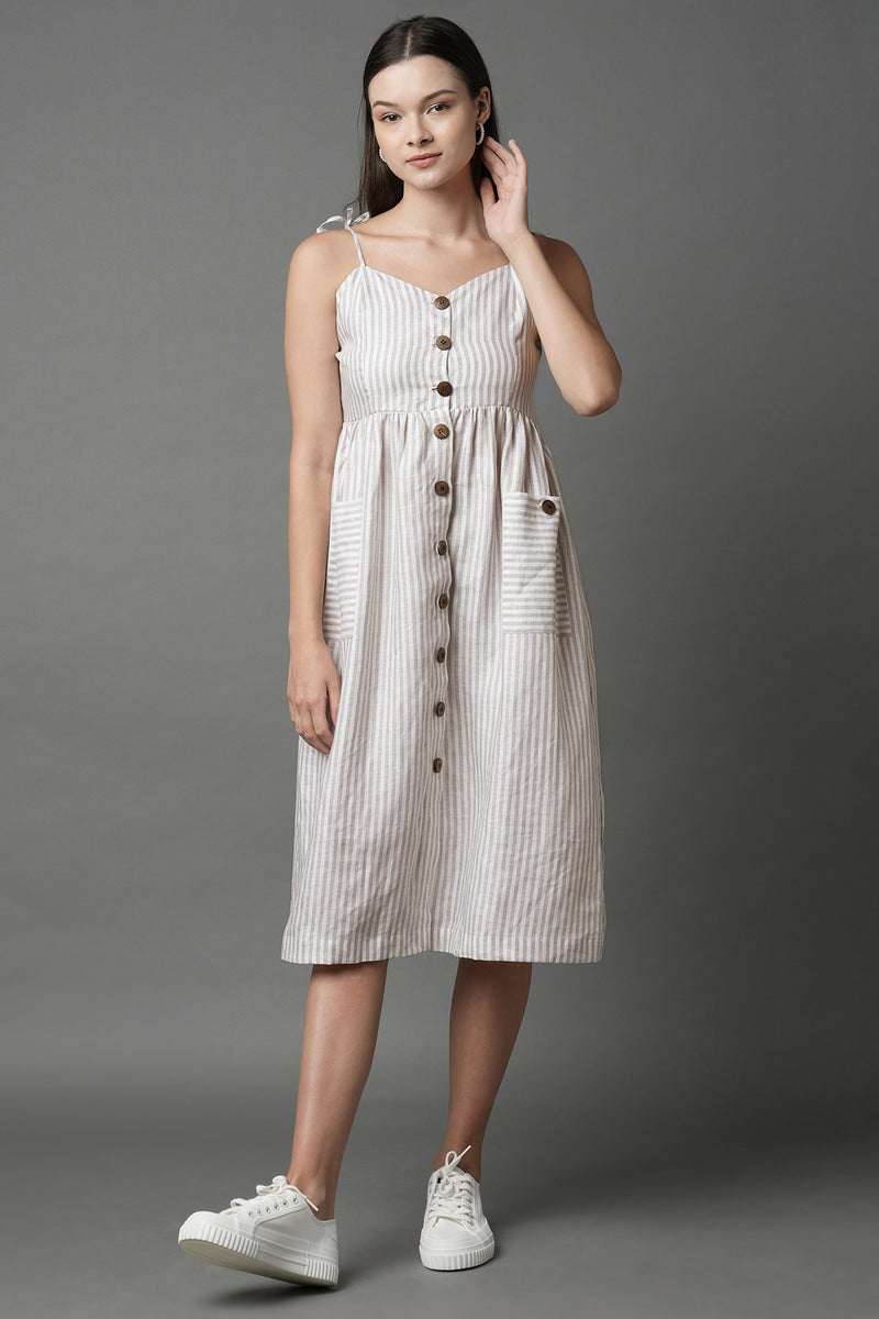 Sway Button Down Dress - Big Stripes